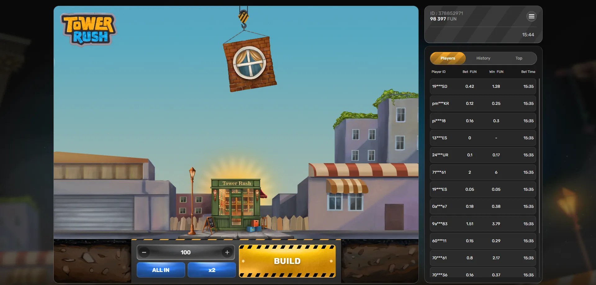 How to start playing Tower Rush — register and place your first bet